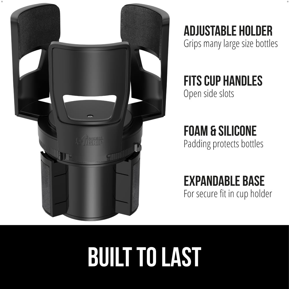 Gorilla Grip Expandable Car Cup Holder for 18–48 oz Bottles
