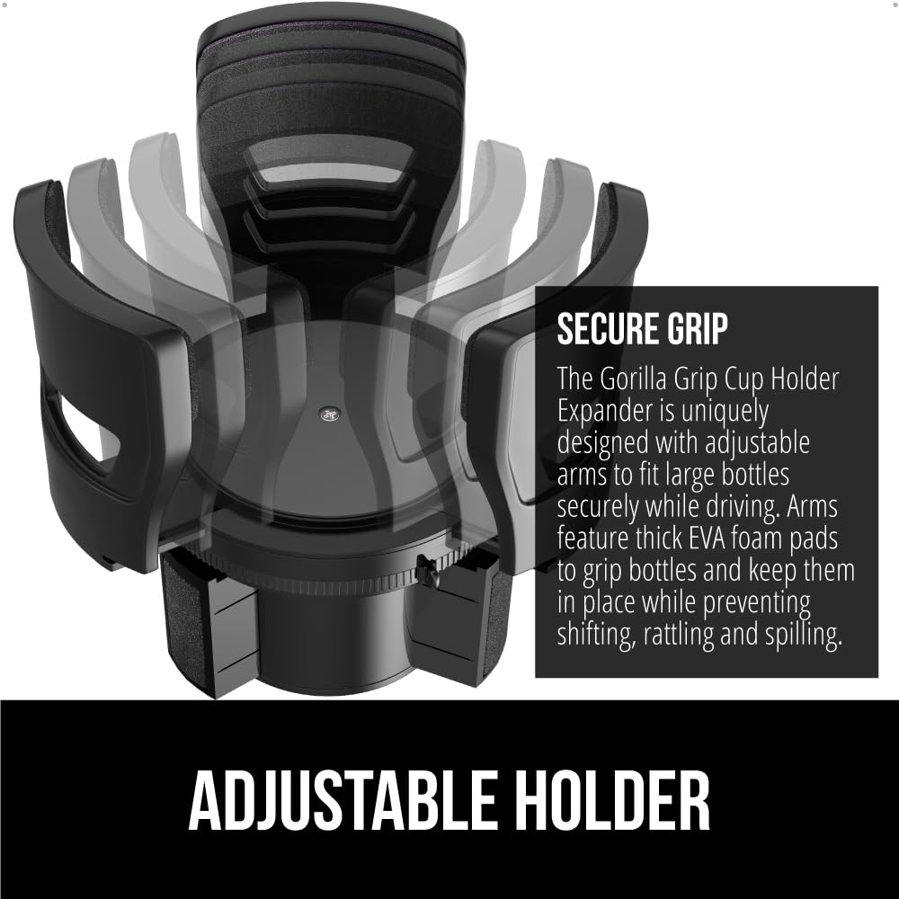 Gorilla Grip Expandable Car Cup Holder for 18–48 oz Bottles