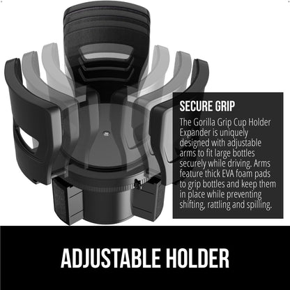 Gorilla Grip Expandable Car Cup Holder for 18–48 oz Bottles