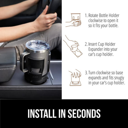 Gorilla Grip Expandable Car Cup Holder for 18–48 oz Bottles