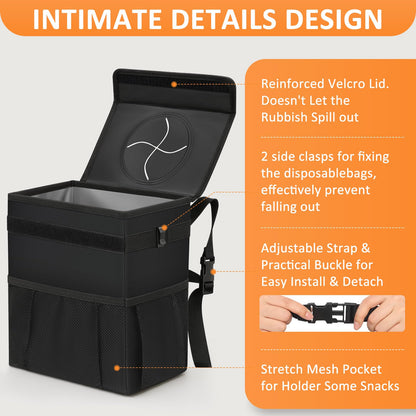 Vankor Car Garbage Bin with Lid – Back Seat Organizer