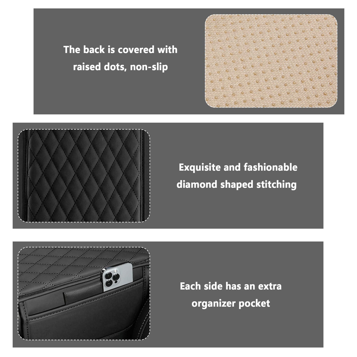 Stacool Microfiber Leather Car Console Cover – Black