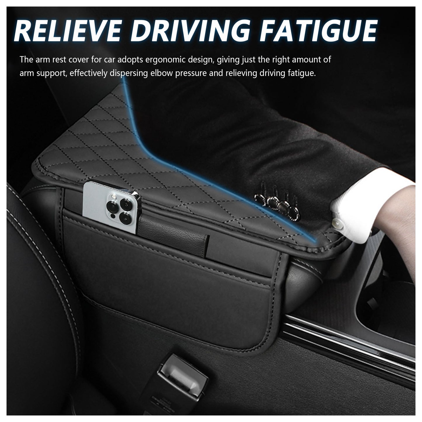 Stacool Microfiber Leather Car Console Cover – Black