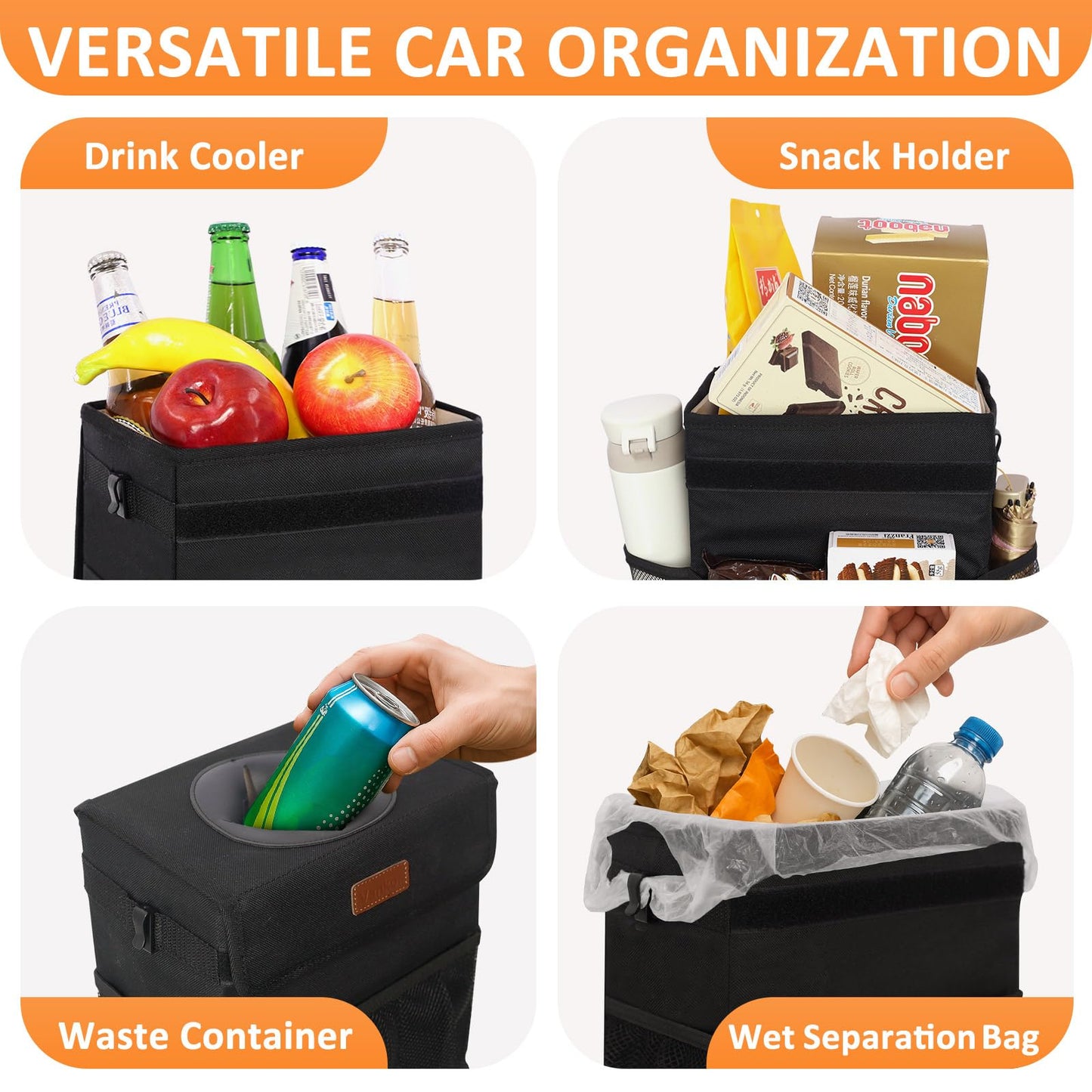 Vankor Car Garbage Bin with Lid – Back Seat Organizer