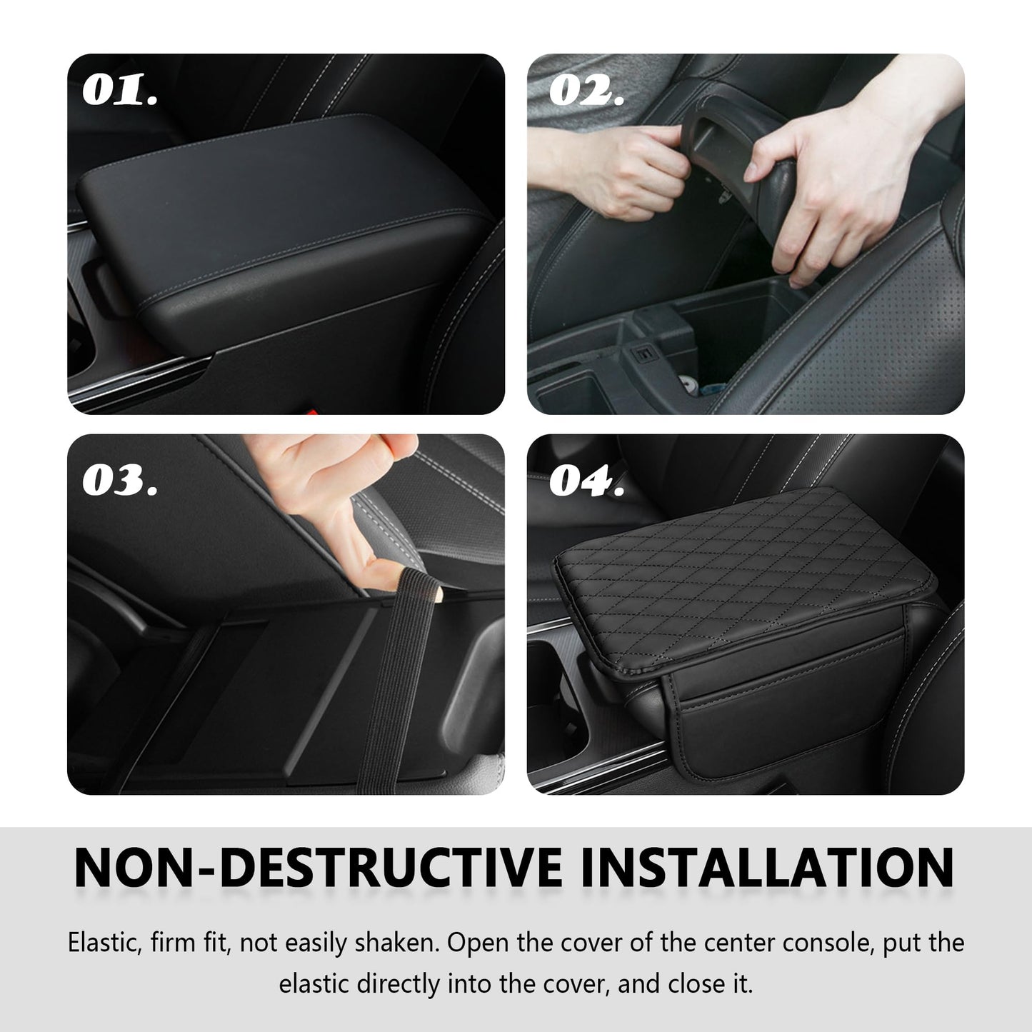 Stacool Microfiber Leather Car Console Cover – Black