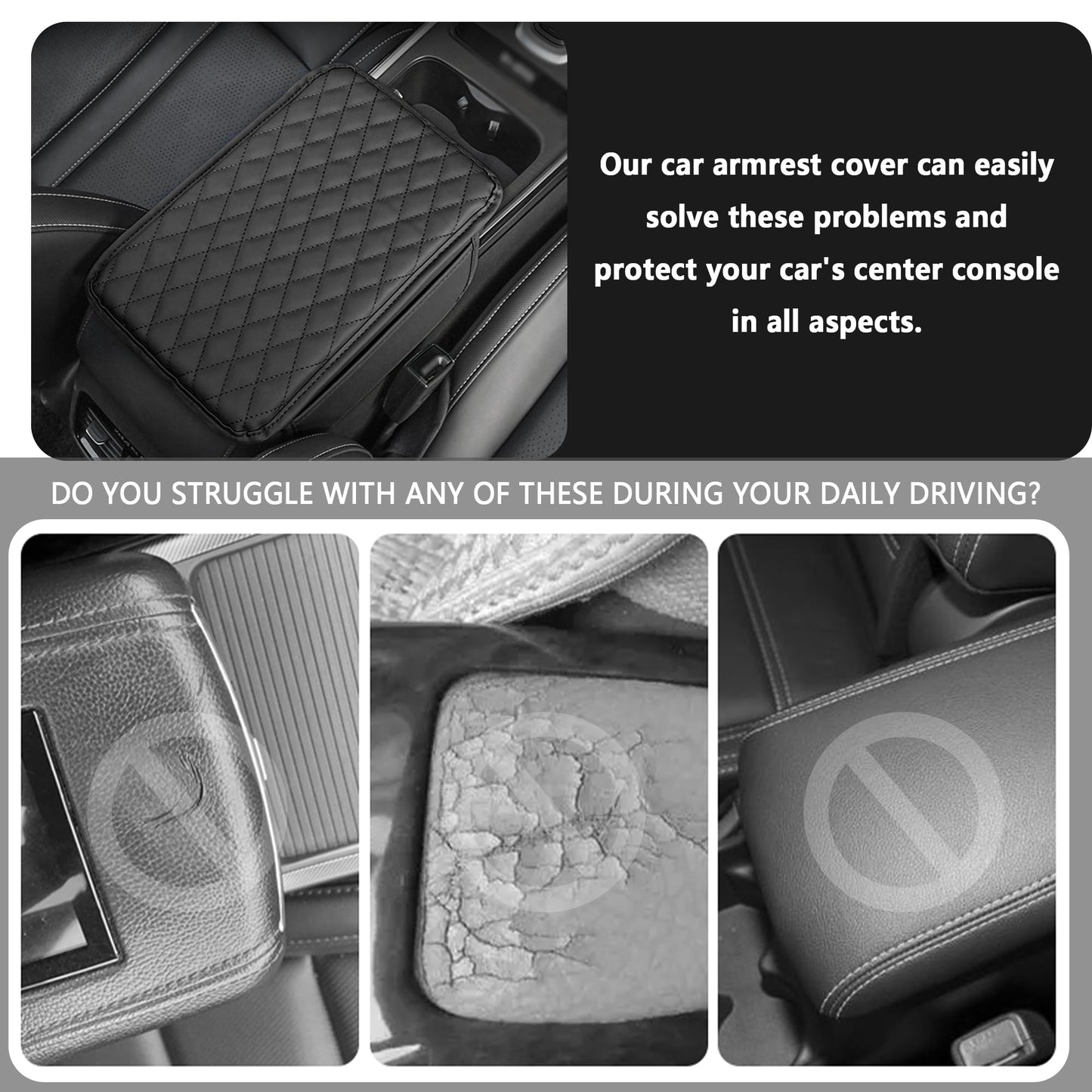 Stacool Microfiber Leather Car Console Cover – Black