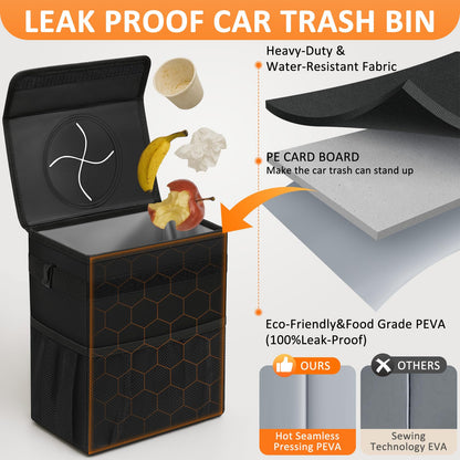 Vankor Car Garbage Bin with Lid – Back Seat Organizer
